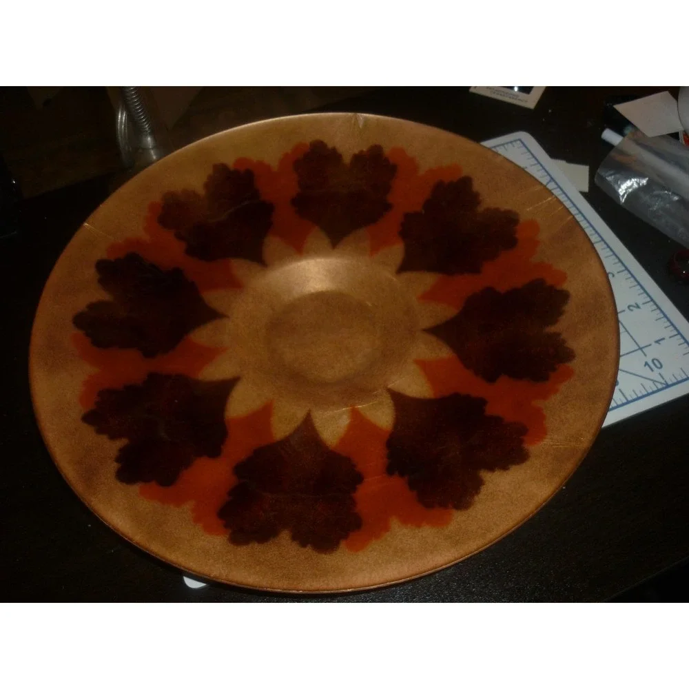 Vintage‎ Annemarie Davidson Enamel on Copper Plate Leaf Starburst Signed Label